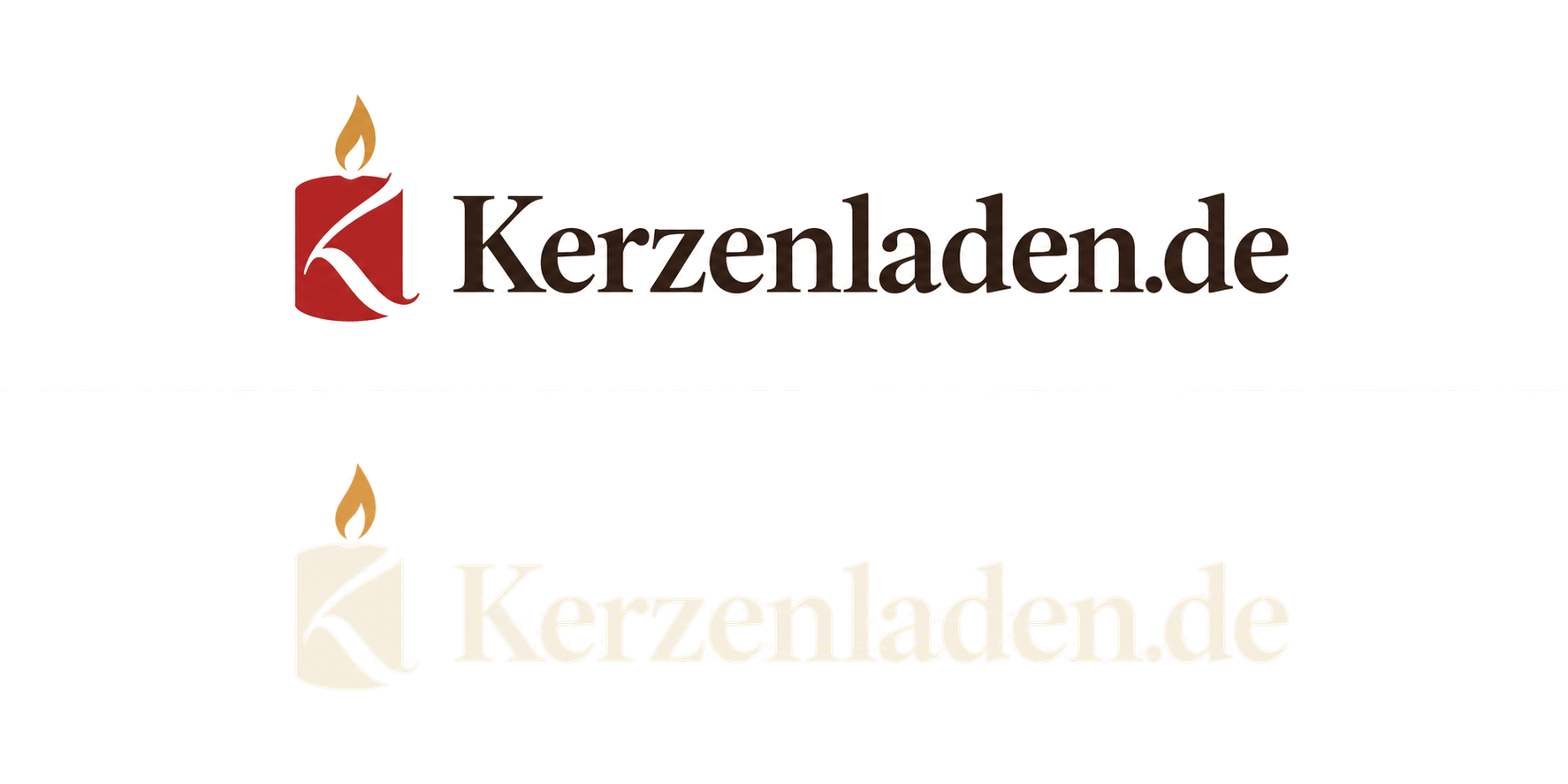 Kerzenladen.de – Kerze mit K und goldener Flamme